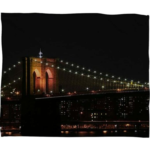 DENY Designs Fleece Throw Blanket 50 x 60 Inch Leonidas Oxby Brooklyn Bridge 2 - Picture 1 of 5